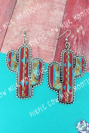 Beaded Edge Desert Horizon Cork Cactus Earrings