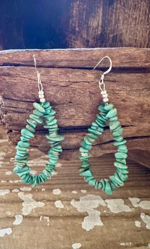 BEADED TURQUOISE DANGLE Sterling Silver Earrings