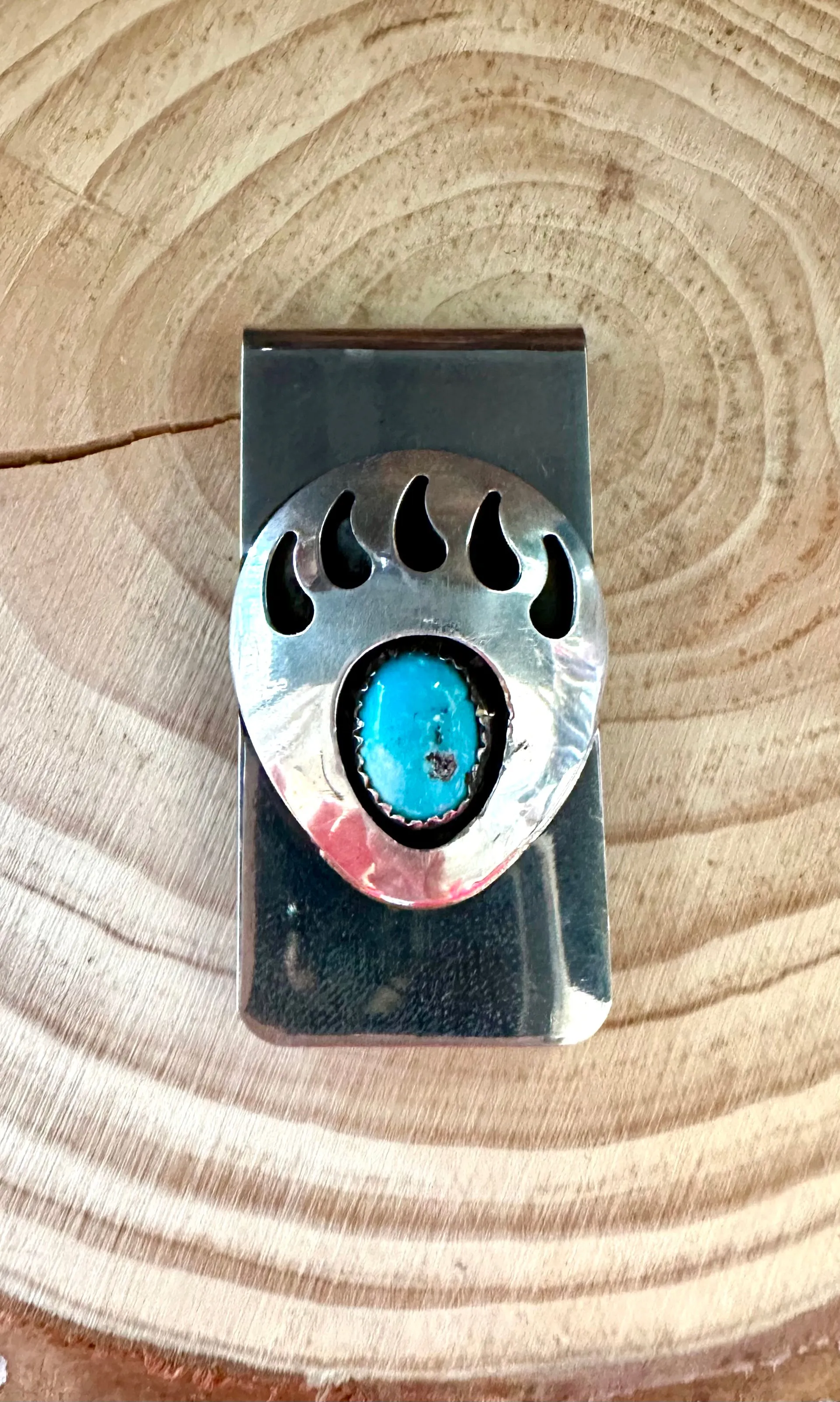 BEAR CLAW Native Turquoise Silver Money Clip