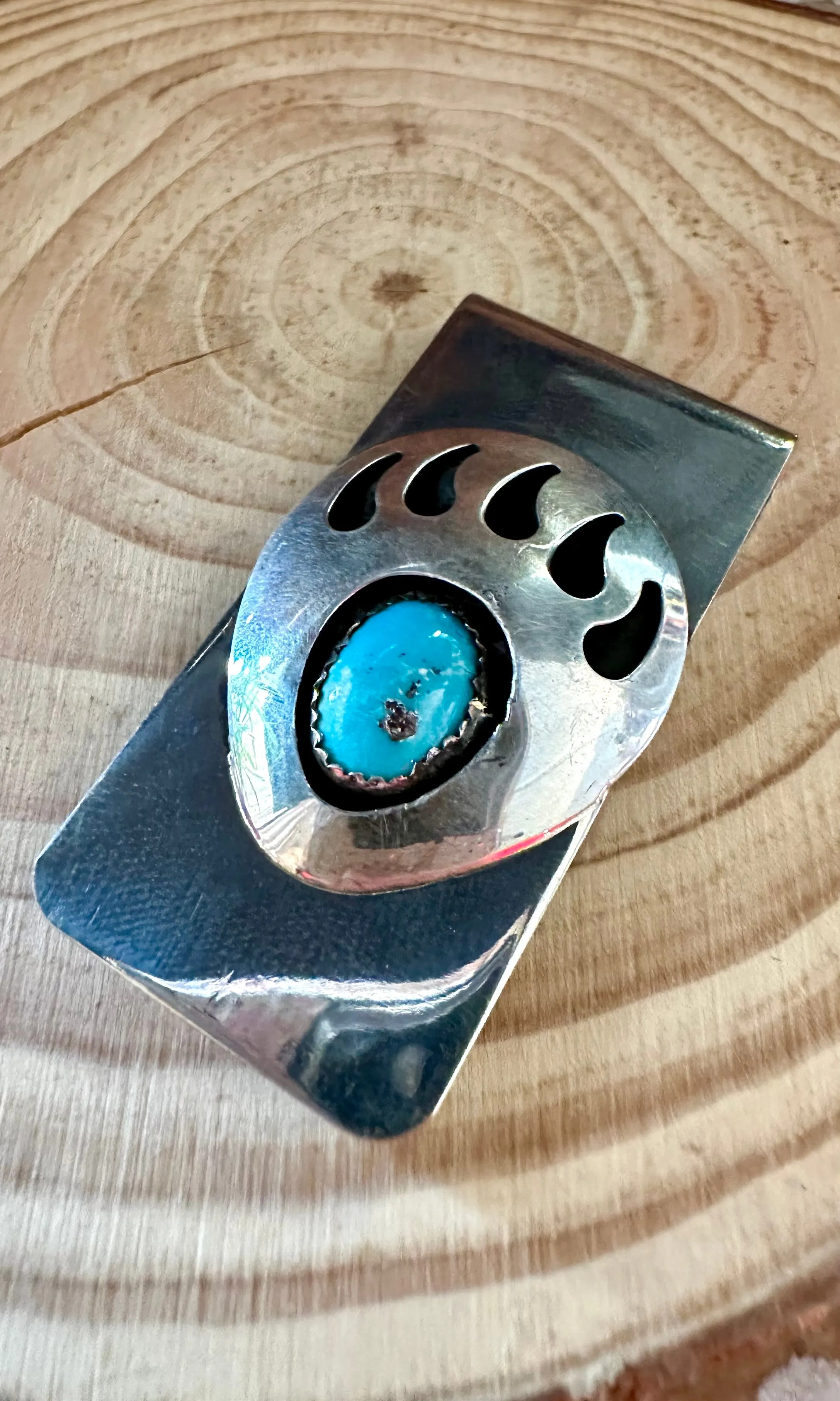 BEAR CLAW Native Turquoise Silver Money Clip