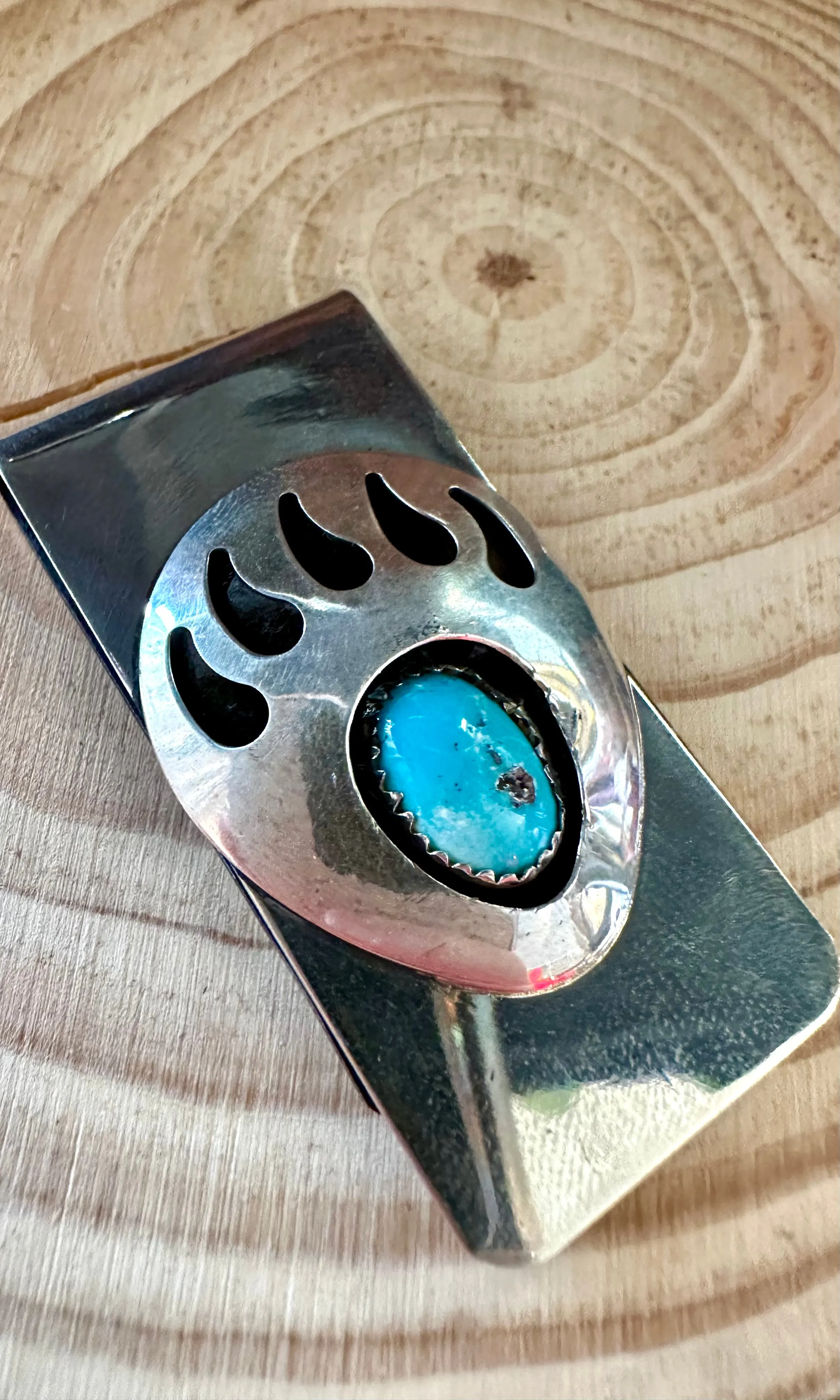 BEAR CLAW Native Turquoise Silver Money Clip