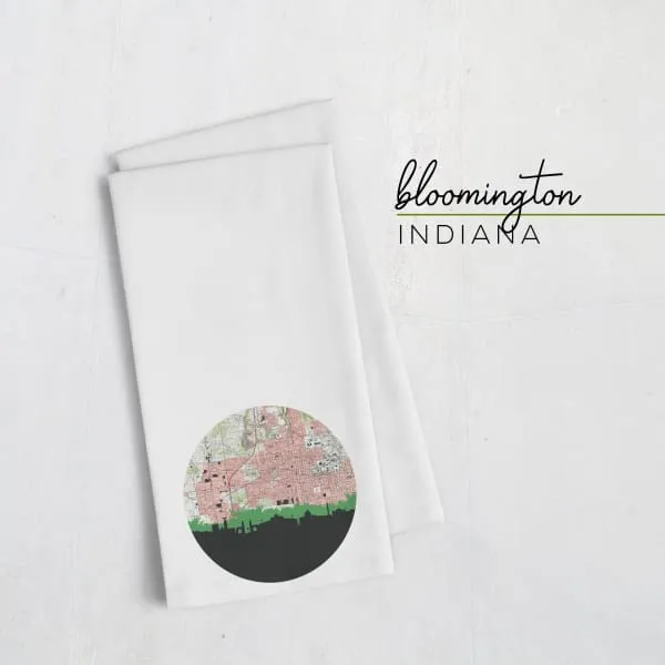 Bloomington city skyline with vintage Bloomington map
