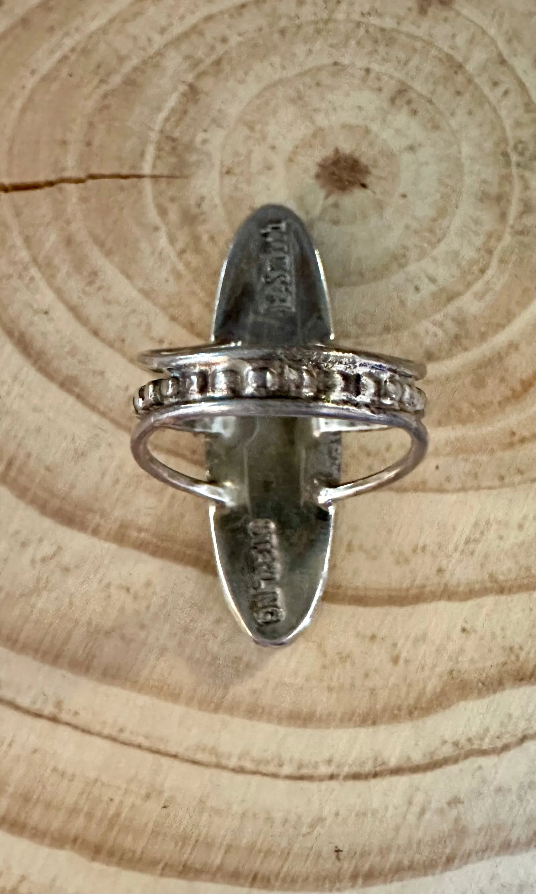 BLUE HORIZON Sterling Silver and Turquoise Inlay Ring by Harold Smith • Size 6 1/2