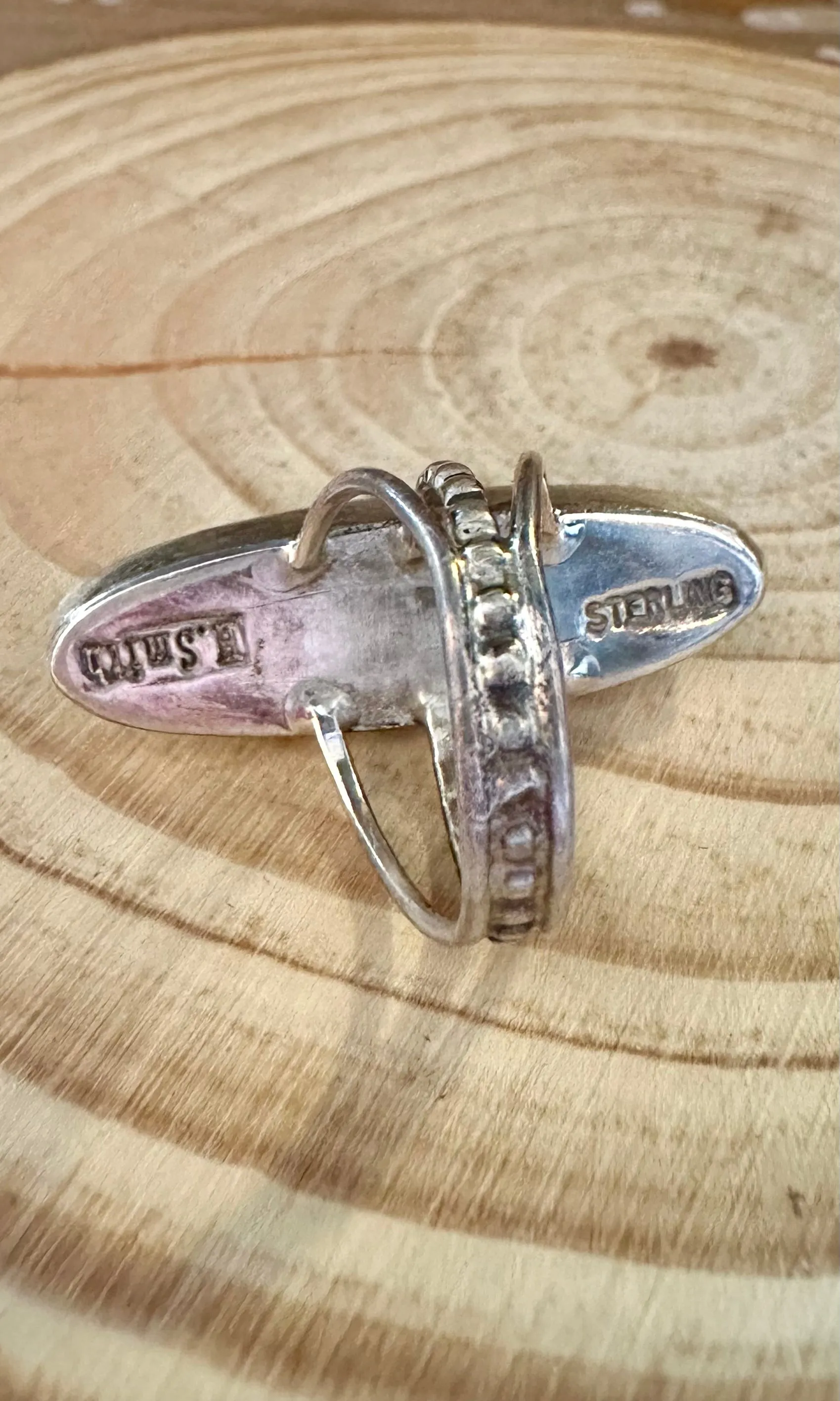 BLUE HORIZON Sterling Silver and Turquoise Inlay Ring by Harold Smith • Size 6 1/2