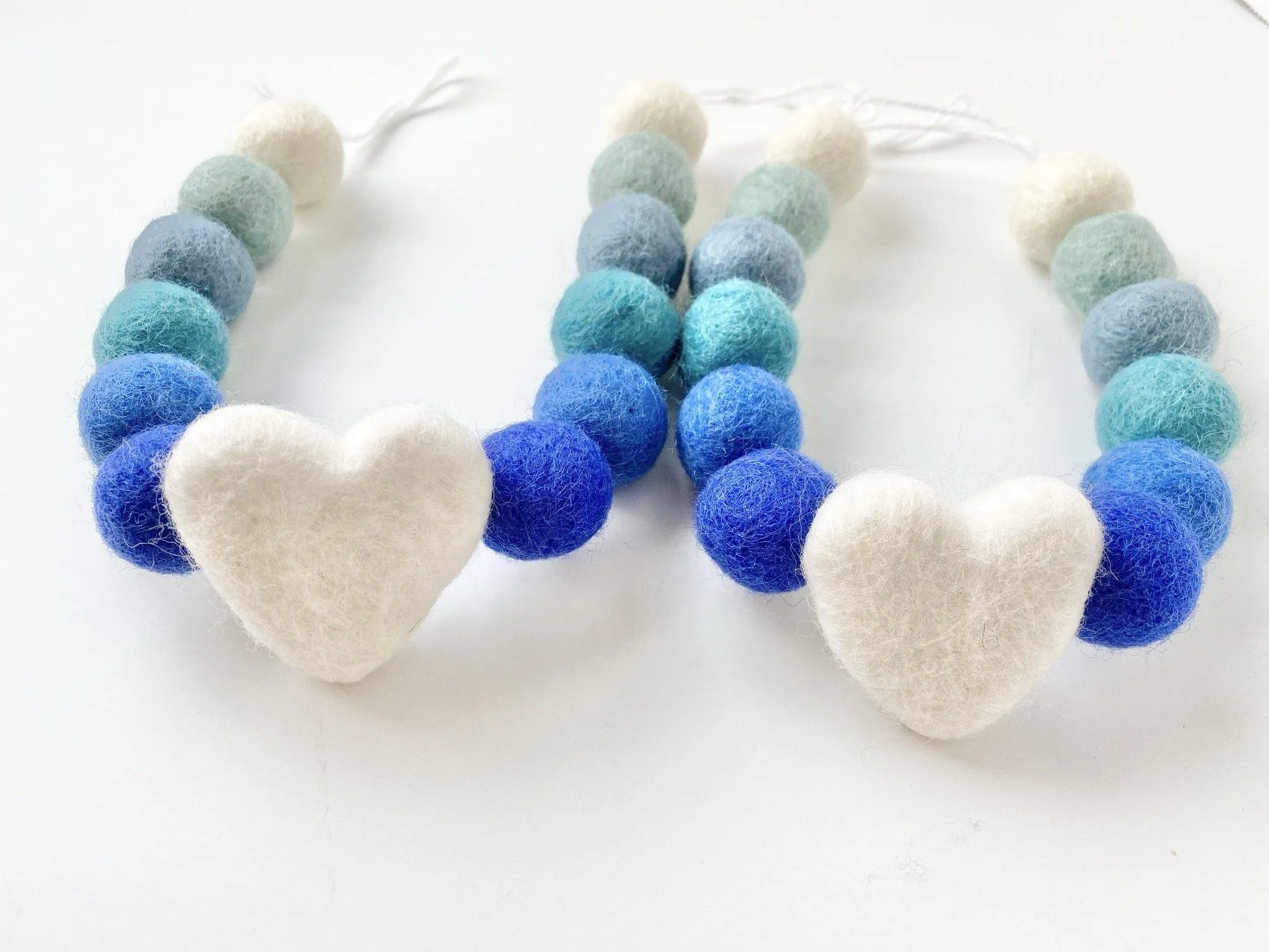 Blue Ombre Heart Curtain Ties