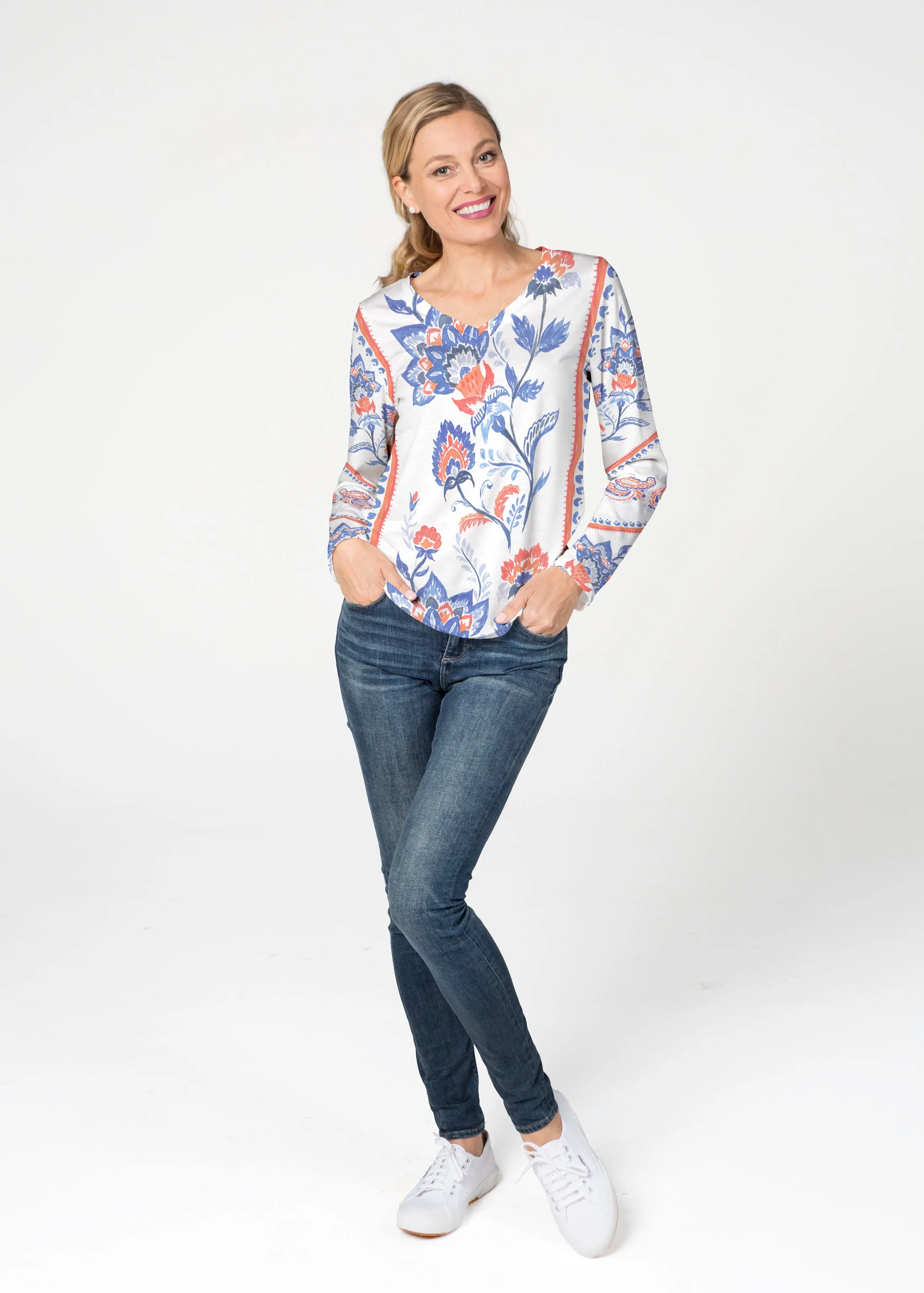 Bohemian Chintz (7847) ~ French Terry V-neck Top