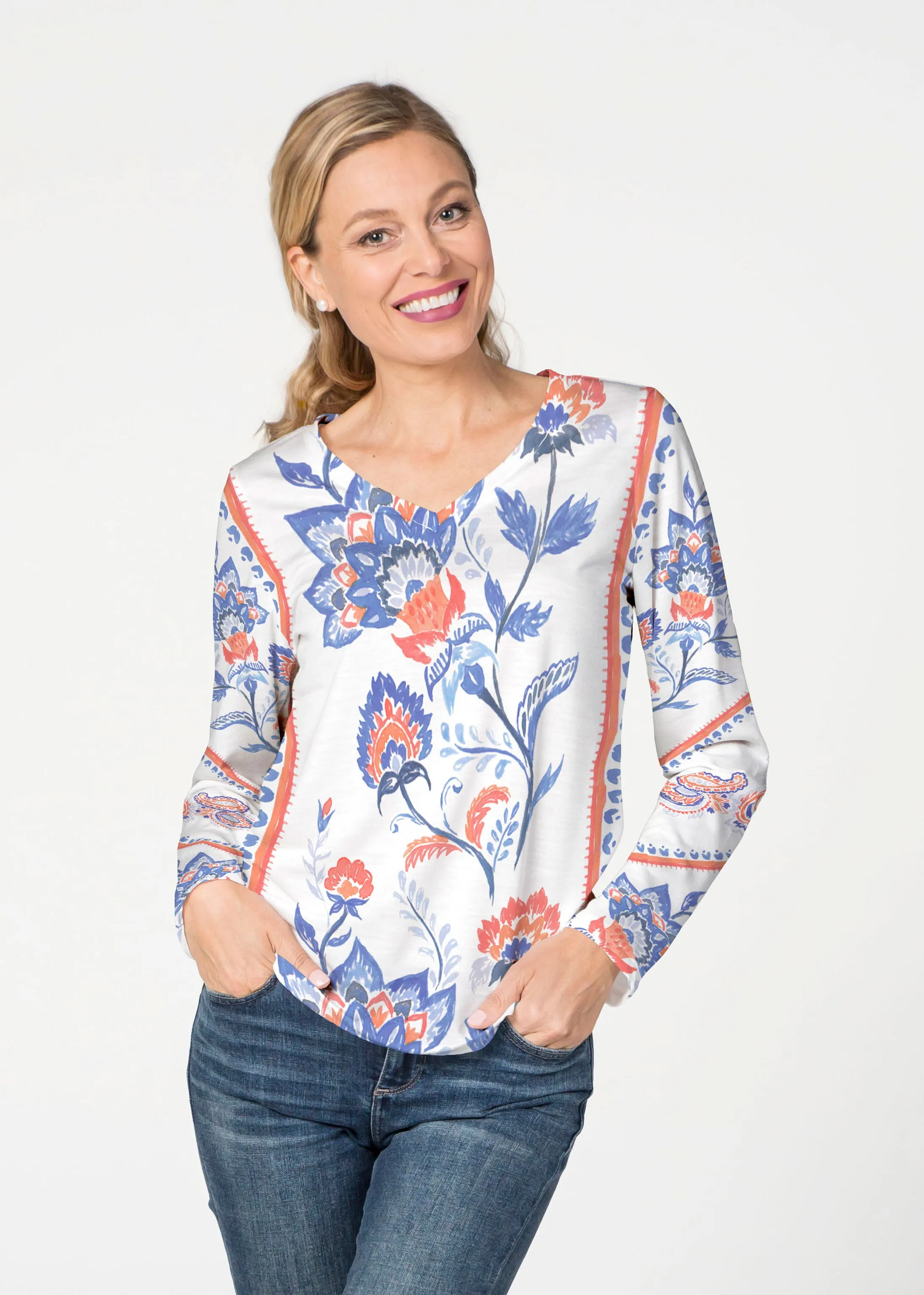 Bohemian Chintz (7847) ~ French Terry V-neck Top