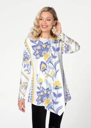 Bohemian Chintz Yellow (7898) ~ Asymmetrical French Terry Tunic