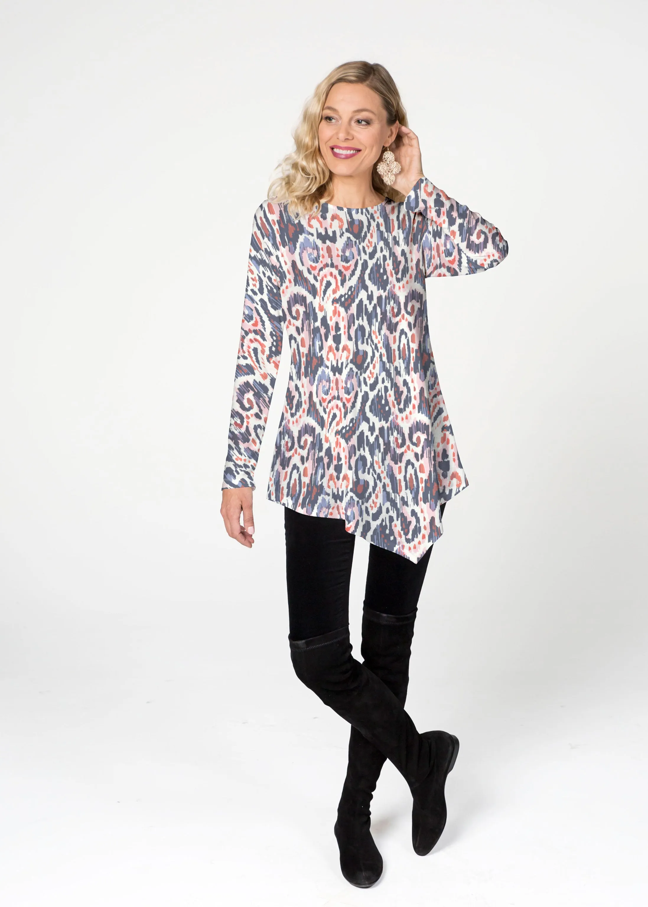 Boho Paisley (8054) ~ Asymmetrical French Terry Tunic