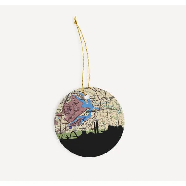 Brasilia, Brazil city skyline with vintage Brasilia map