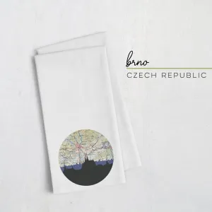 Brno city skyline with vintage Brno map