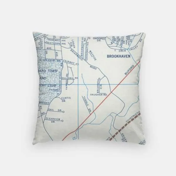 Brookhaven, Georgia city skyline with vintage Brookhaven map