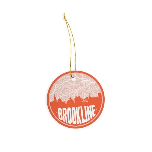 Brookline, Massachusetts skyline and city map design | in multiple colors