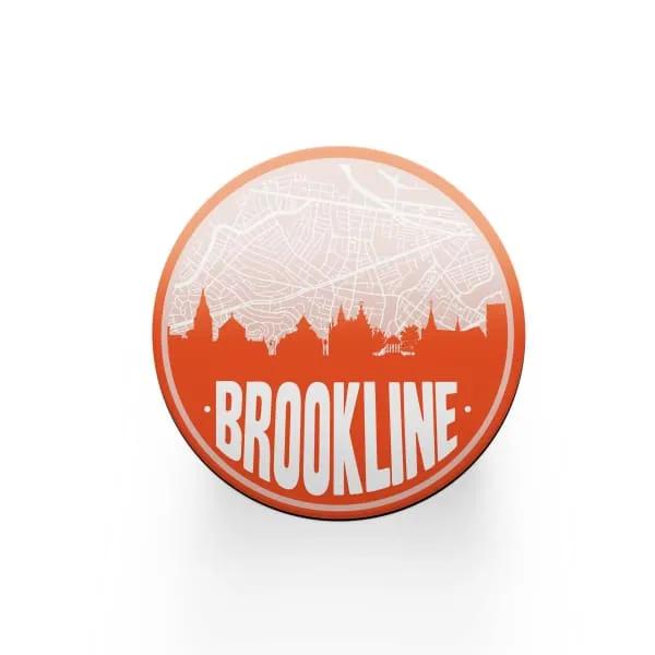 Brookline, Massachusetts skyline and city map design | in multiple colors