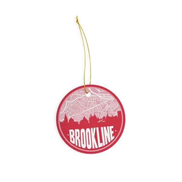 Brookline, Massachusetts skyline and city map design | in multiple colors