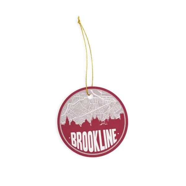 Brookline, Massachusetts skyline and city map design | in multiple colors