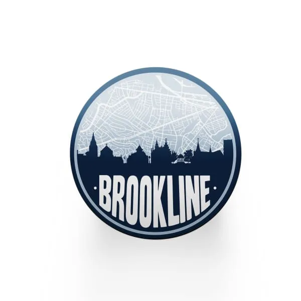 Brookline, Massachusetts skyline and city map design | in multiple colors