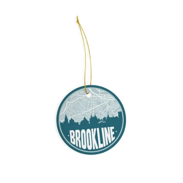 Brookline, Massachusetts skyline and city map design | in multiple colors