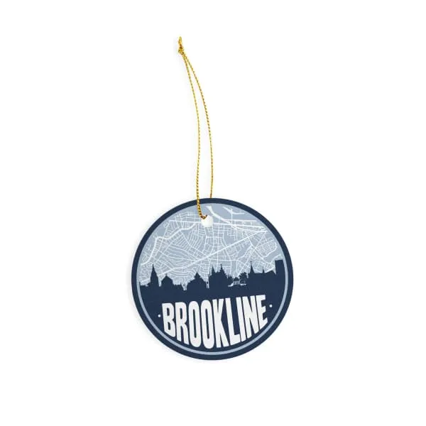 Brookline, Massachusetts skyline and city map design | in multiple colors