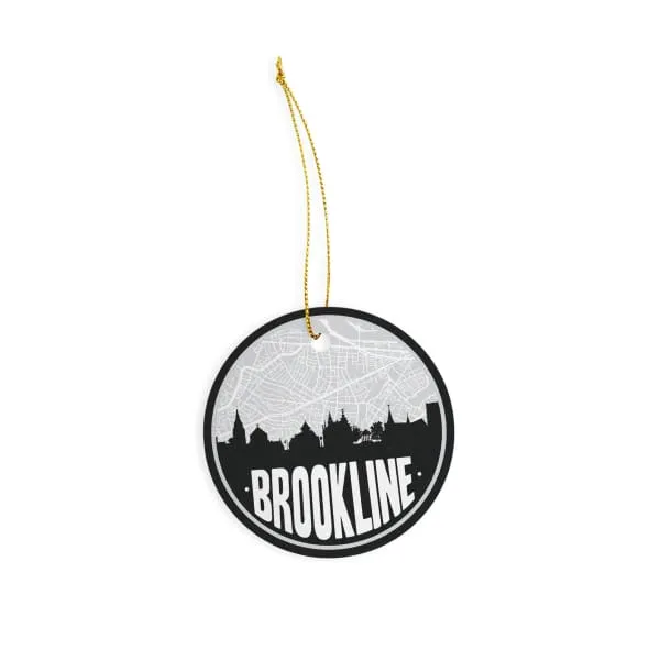 Brookline, Massachusetts skyline and city map design | in multiple colors