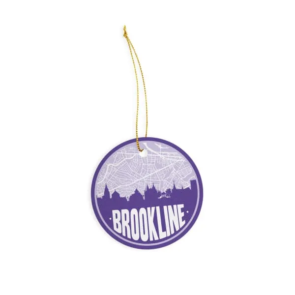 Brookline, Massachusetts skyline and city map design | in multiple colors