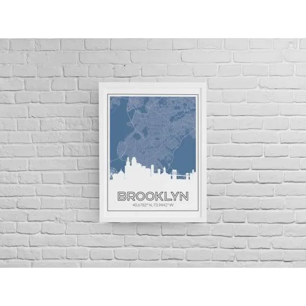 Brooklyn, New York road map and skyline | Handshake