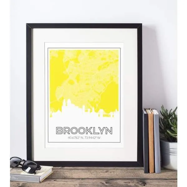 Brooklyn, New York road map and skyline | Handshake