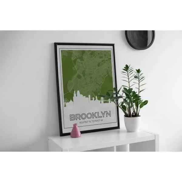 Brooklyn, New York road map and skyline | Handshake