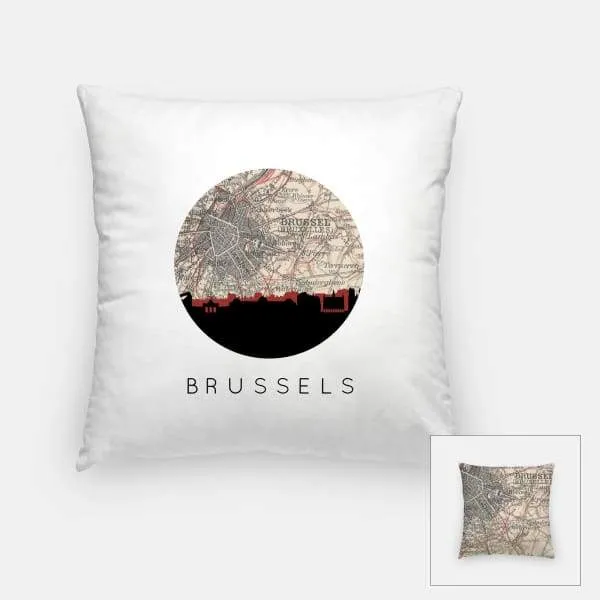 Brussels city skyline with vintage Brussels map