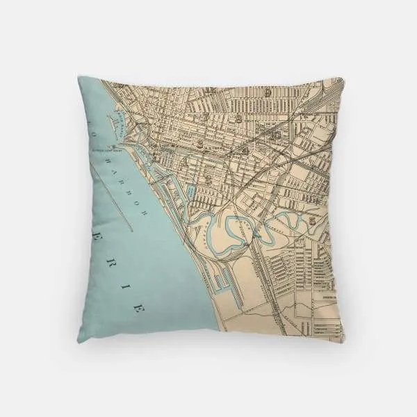 Buffalo, New York city skyline with vintage Buffalo map