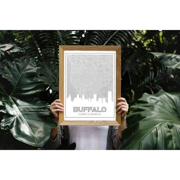 Buffalo, New York skyline and map
