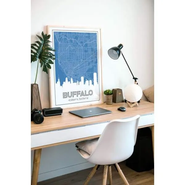 Buffalo, New York skyline and map