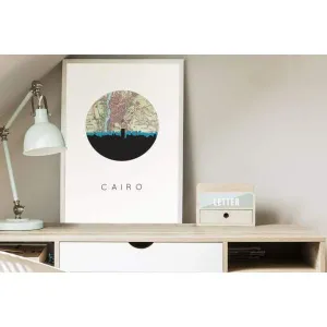 Cairo, Egypt city skyline with vintage Cairo map