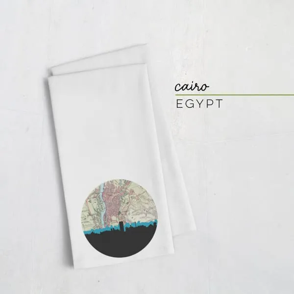 Cairo, Egypt city skyline with vintage Cairo map