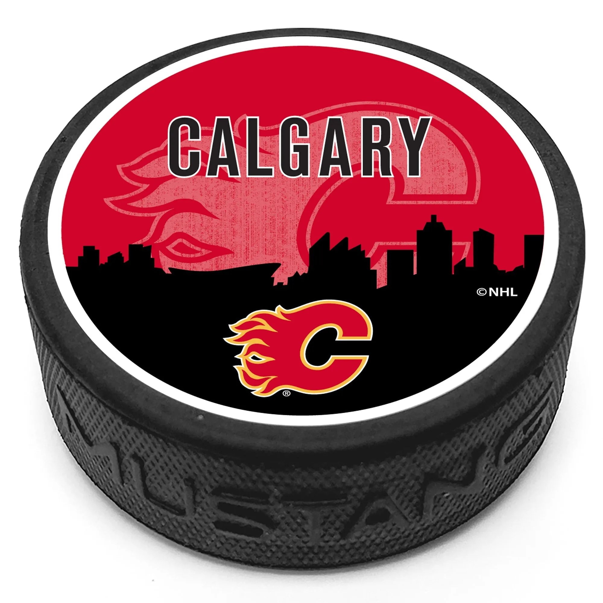 Calgary Flames Skyline Puck