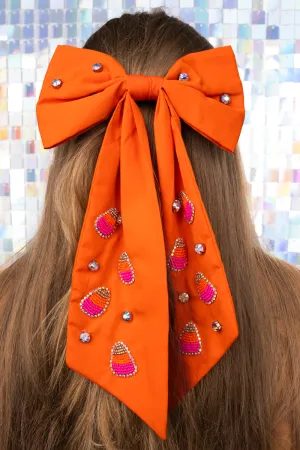 Candy Corn Orange Hair Bow Barrette