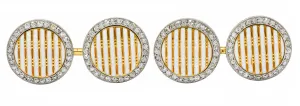 Cartier Paris Diamond Enamel Platinum-Topped 18 Karat Gold Men's Cufflinks