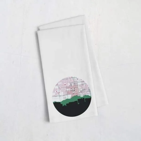 Chandler, Arizona city skyline with vintage Chandler map