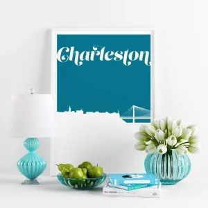 Charleston, South Carolina retro inspired city skyline
