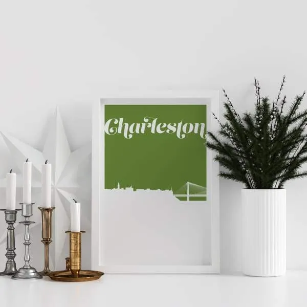 Charleston, South Carolina retro inspired city skyline