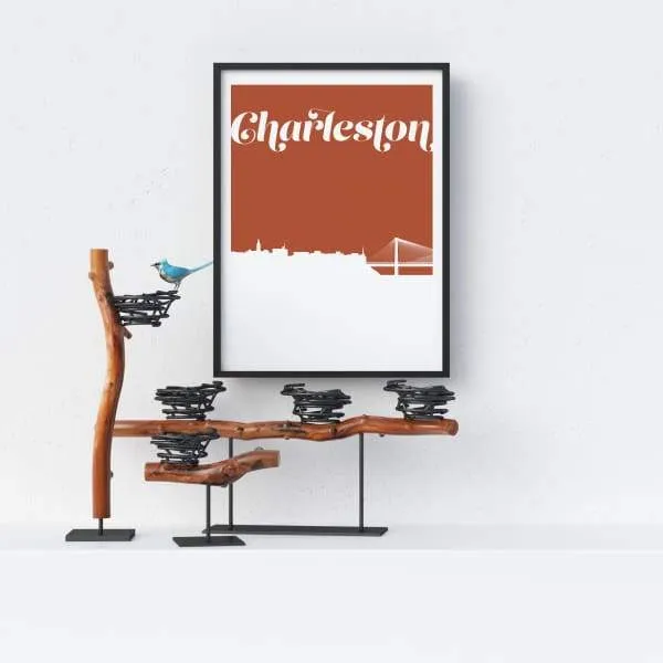 Charleston, South Carolina retro inspired city skyline