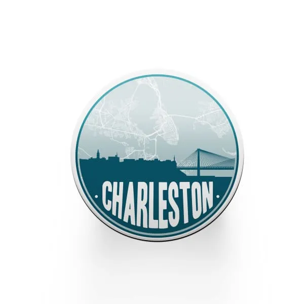 Charleston South Carolina skyline and city map design | in multiple colors