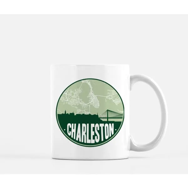 Charleston South Carolina skyline and city map design | in multiple colors