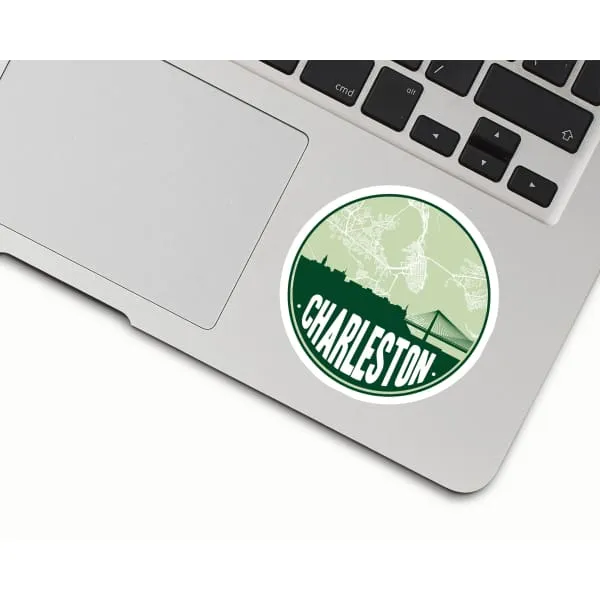 Charleston South Carolina skyline and city map design | in multiple colors