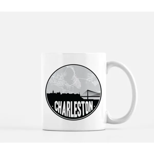 Charleston South Carolina skyline and city map design | in multiple colors