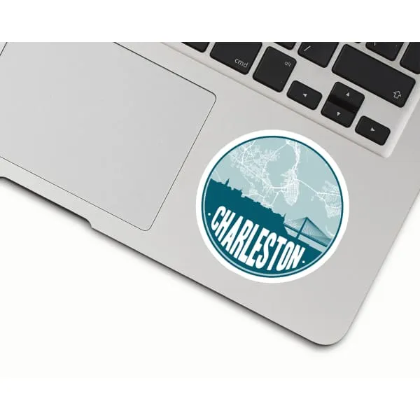 Charleston South Carolina skyline and city map design | in multiple colors