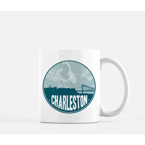 Charleston South Carolina skyline and city map design | in multiple colors