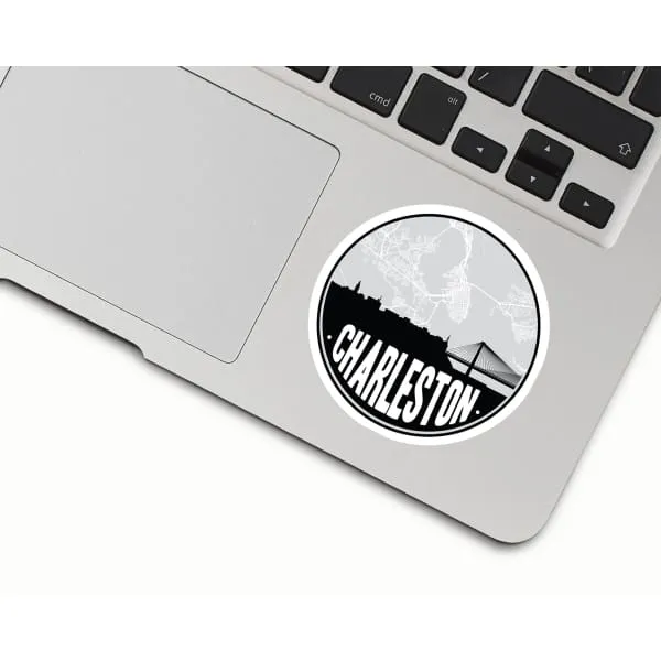 Charleston South Carolina skyline and city map design | in multiple colors
