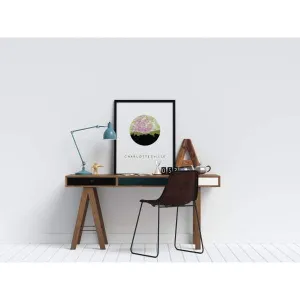 Charlottesville, Virginia city skyline with vintage Charlottesville map