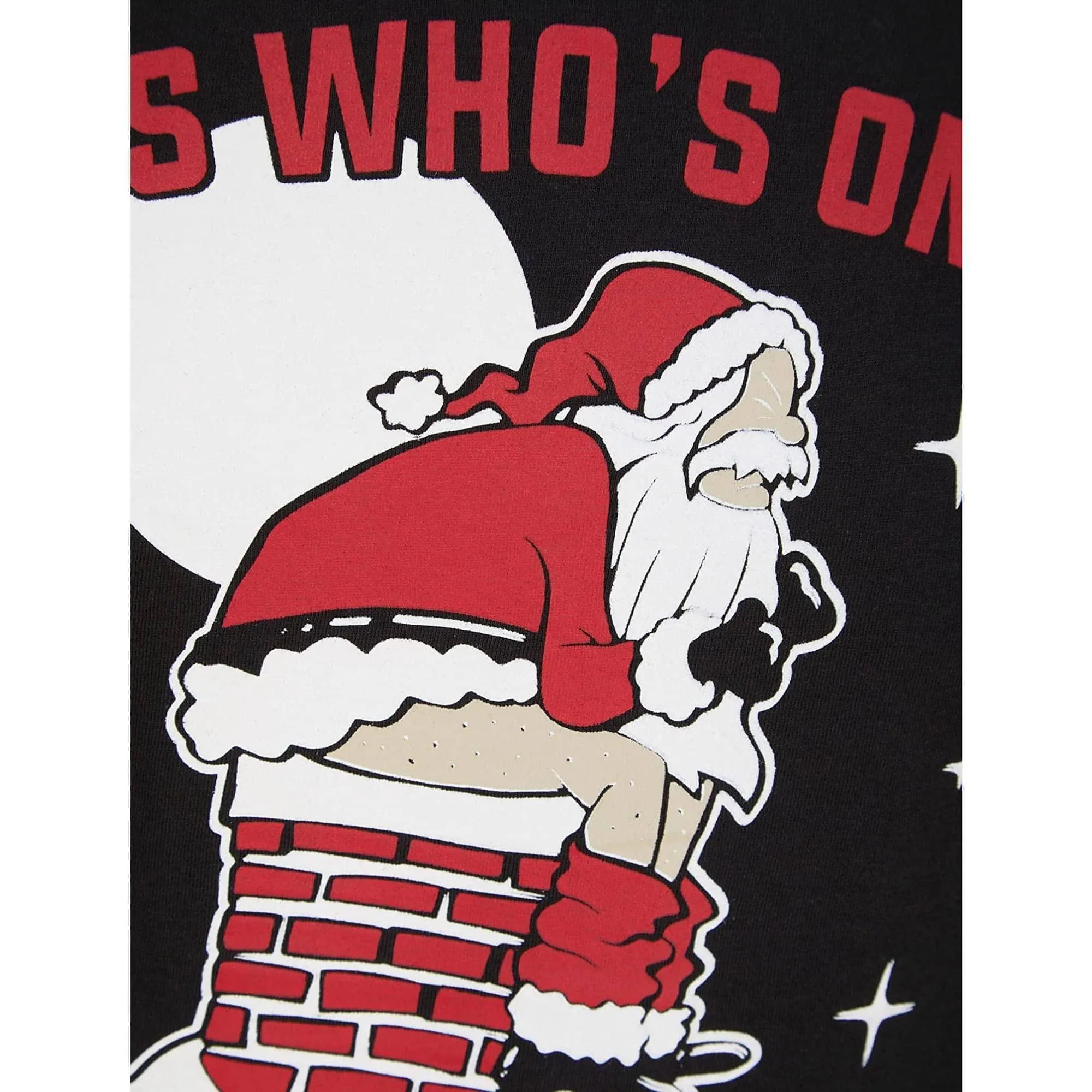 Christmas Santa Chimney Mens Christmas Short Sleeve Top - Black